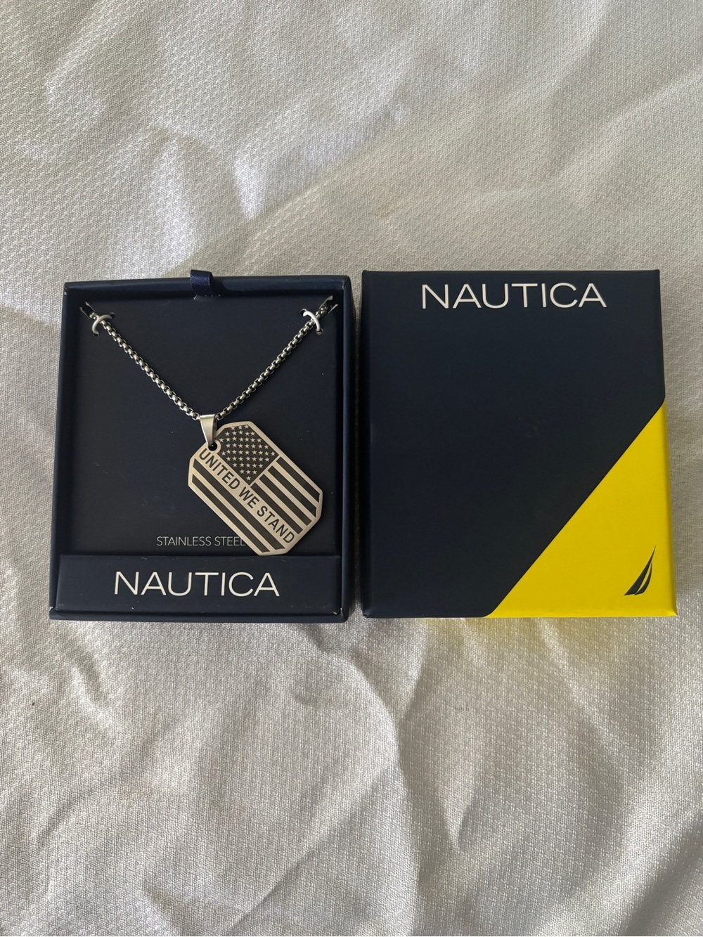 Mens Nautica Stainless Steel Necklace United We Stand